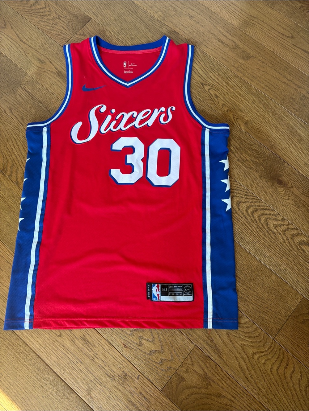 Nike Red & Blue Sixers #30 korkmaz  Basketball Jersey